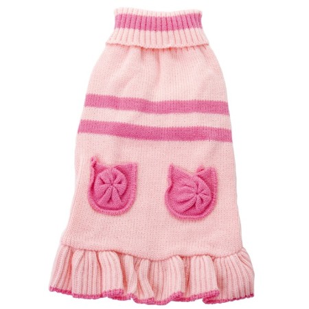 Knitted dress with high throat, ds 25 cm, pink-1