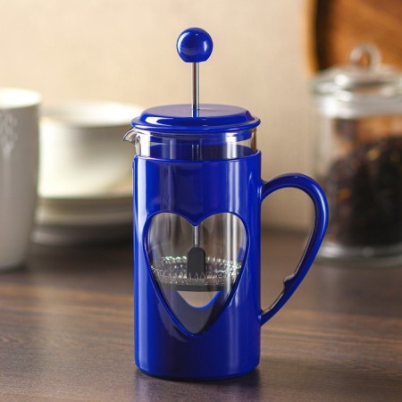 Know -hand jacket kettle - press "Compliment", 350 ml, glass, blue color