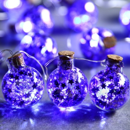 Garland “thread” 1.6 m with nozzles “Blue Balls”, IP20, silver thread, 15 LED, white glow, AAX2