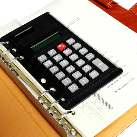 Organizer on the rings, PVC, A5, 140 sheets in a cage, on a button, with a calculator, mix-7