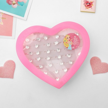 Children's ring "chosen" heart crystal, white color in silver, dimensionless-1