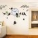 Wall clock, series: pendulum, "birds on the twigs", smooth move, 74 x 52 cm