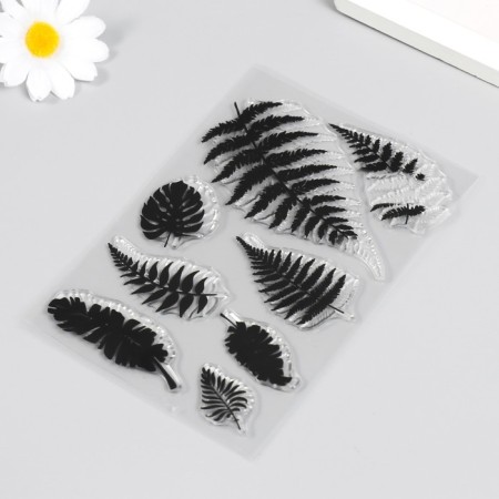 Stamp for creativity Silicon "Leaves of ferns and monsters" 16x11 cm-1