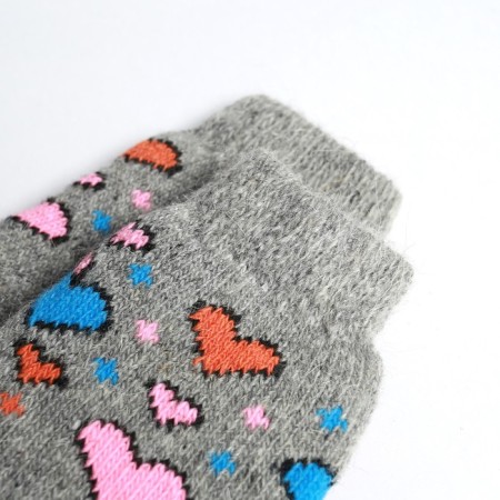 Children's woolen socks "hearts" A.3a45, gray color, river 18-1