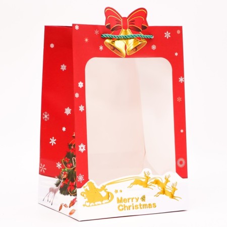 Gift package with the Rozhdestvensky ringing window, embossing, 30 x 20 x 16 cm, red-1