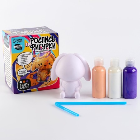 Set for creativity. Drawing by acrylic on the plastic figure "Bunny"-2