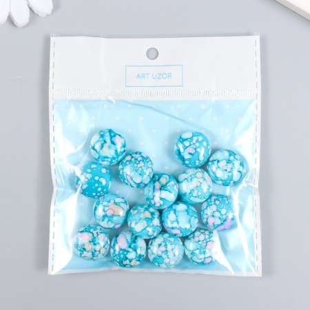 Beads for creativity plastic "Marble. Blue" set of 15 pcs 1.7x1.7x1 cm-2
