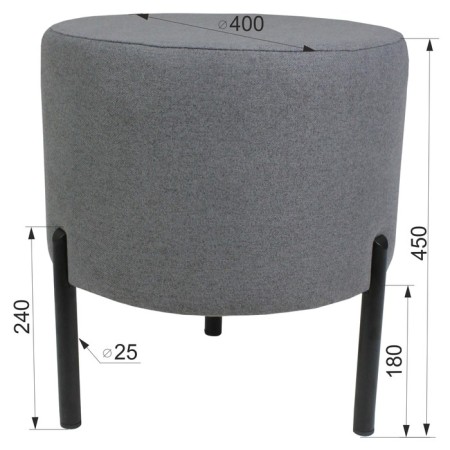 Pouffer "Charlie 3", 400 × 400 × 450 mm, artificial wool Cardif 20, dark gray color-1