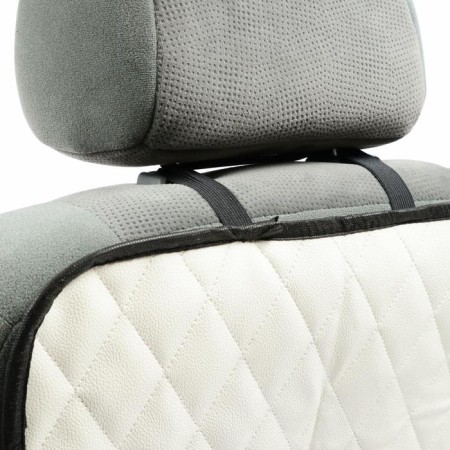 Protective cape in the front seat 1 pocket, 40 × 60, eco -leather, quilted, white-1