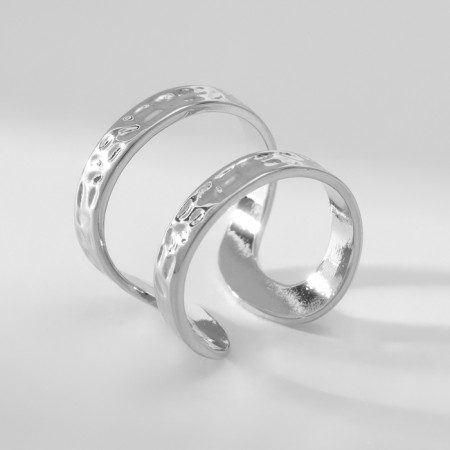 Ring Metal "Trend" three stripes, craters, silver color, dimensionless-2