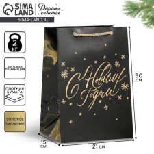 Laminated “gold” package, 21 x 30 x 15 cm, new year