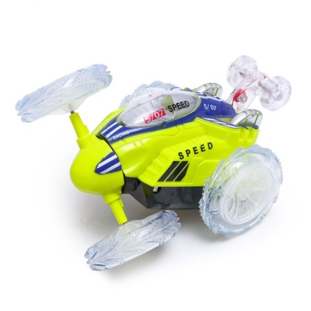 Radio-controlled “Trick” car, works on batteries, lighting effects, green color, green-2