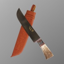 Knife Pchak Sharkhon - Bolshoi -Chef, Kosul, wide handle, Garda tin engraving. ShH-15 (20-22
