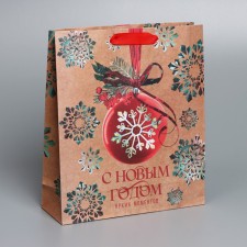 Craft vertical “Snowflake” package, m 26 x 30 x 9 cm, new year