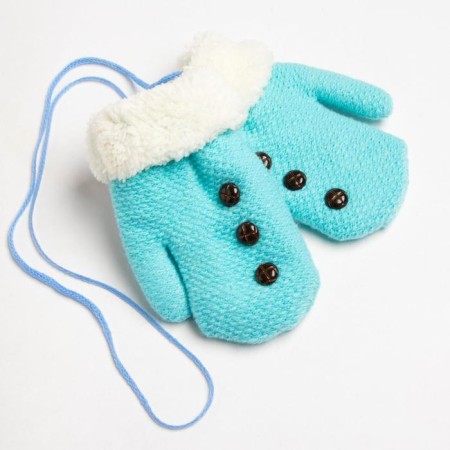 Baby mittens Minaku with buttons, 15 rp (15 cm), central blue