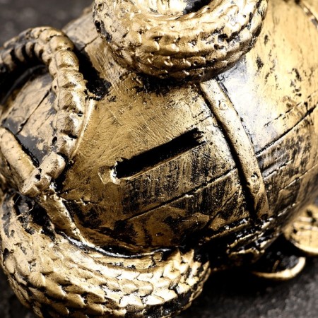 Piggy bank "Snake with a barrel" Small gold, 14x19x12cm-4