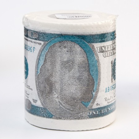 Souvenir toilet paper "100 dollars", standard 10x10.5x10 cm