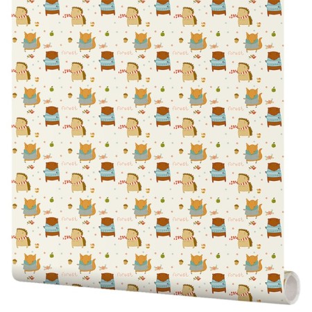 Self-adhesive film Moda Interio 53-181 Hedgehogs on beige 0.53x1.35