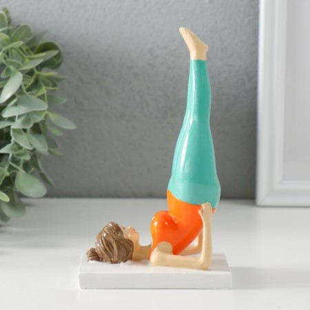 Souvenir Polystone "Pyshechka - Yoga Pose Birch Birch" Orange -Biryuzovaya 9x5x14.5 cm-3