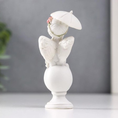 Polystone souvenir "Snowty angel in a pink wreath, on a ball under an umbrella" 8.5x3.8x3 cm-2