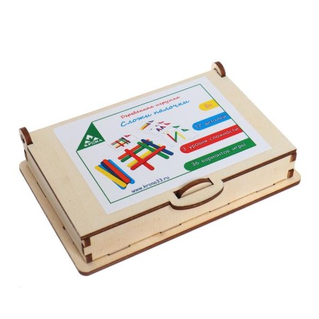 Game set "Fold the sticks" 18 cards, 12 colored wooden sticks-2