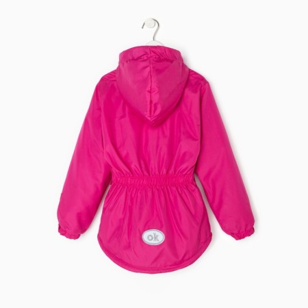 Jacket (windbreaker) on a fleece for a girl, raspberry color, height 110-116 cm-4