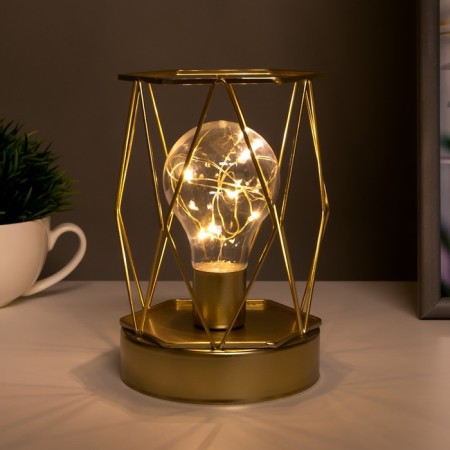 Night "Romb" LED from batteries 3haa gold 10.5x10.5x15.5 cm Risalux-2