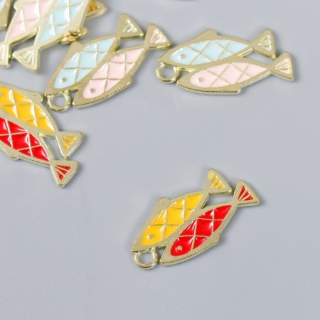 Decor for creativity Metal, enamel "Two fish" mix 2.2x1.2 cm-1