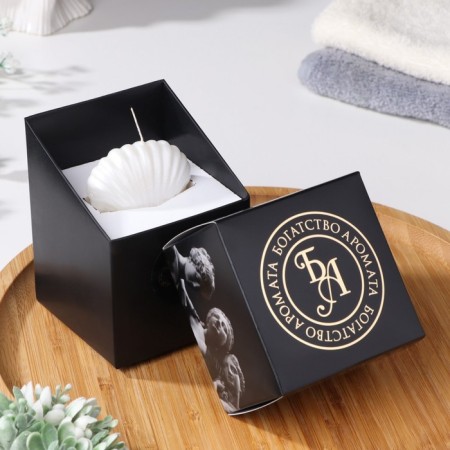 Figure candle varnished in the gift box "shell", 3.2x4.5 cm, pearl-1
