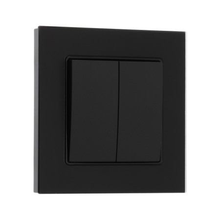 Tot Matte Glass switch, 10 a, 2 cl., Hidden, glass, black-1