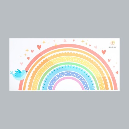 Sticker Plastic Interior color "Multi -colored rainbow with a bird" 30x60 cm-1