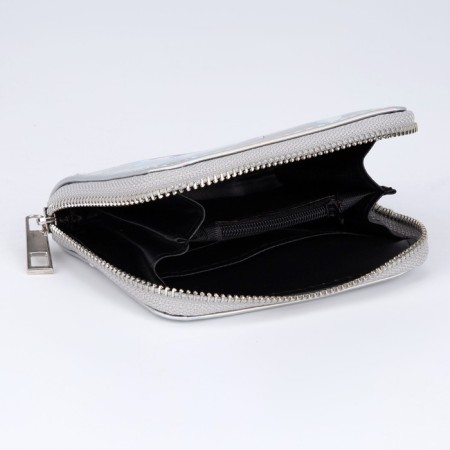 Wallet with a holographic effect, silver color-3