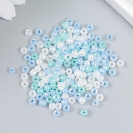 Glass beads 6/0 "Blue Melange" 10 g