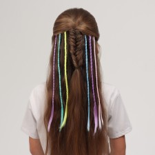A set of pigtails, on invisible, 32 cm, 6 pigtails, fluorescent, multi -colored