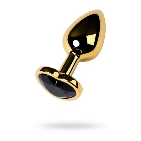 Anal plug with the Toyfa Metal rhinestone, golden, tourmaline, 7 cm, d = 2.7 cm