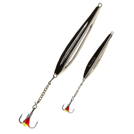 Vertical Winter Lucky John Fin Blade with a chain and a tee, 6 cm, s blister