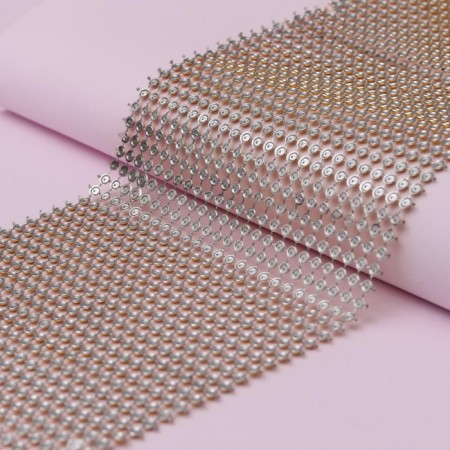 Tape with imitation of convex rhinestones, 11.5 cm, 9 ± 1 m, gold color-2
