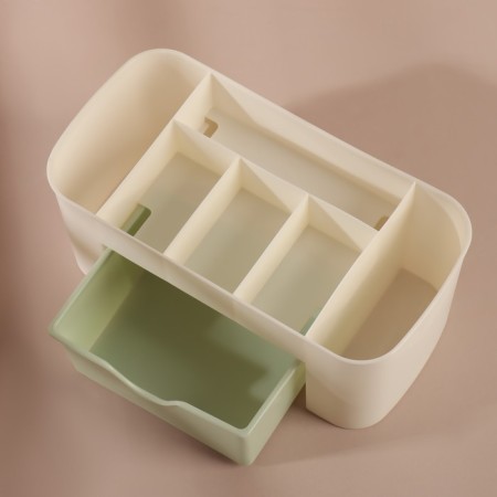 Organizer for storage, 6 sections, with a box, 21 × 10.5 × 9 cm, beige/green color-3