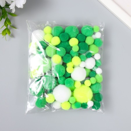 Decor for creativity "Pomponchiki. Green Cape" d = 1-3 cm set 135 pcs-2