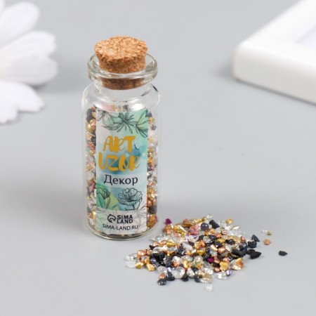 Decor for creativity in the jar "Natural stone with glass - Golden classics" 20 grams 5x2.2x2.2 cm
