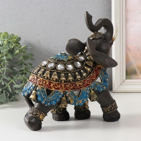 Souvenir Polystone "Elephant in Red-blue Popone" MIX 20x10x21 cm-3