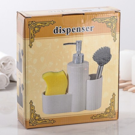 A dispenser for a detergent with a stand for the sponge and brushes “minimum”, 350 ml, the color of a light brown-6