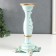 Polystone candlestick for 1 candle "lush sheet" of pale blue 21.5x9x9 cm
