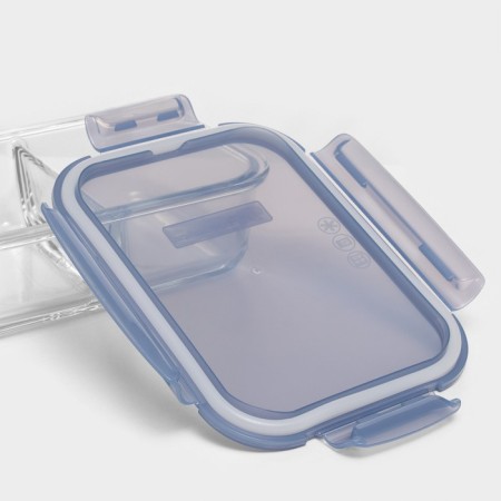 Glass Lockie & Lock Food, 1010 ml, 2 sections, blue cover-2