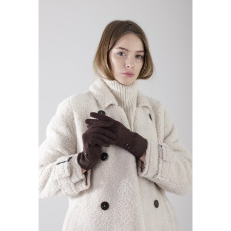 Female gloves, size 8.5, without insulation, brown color-1