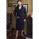 Male dressing gown with a hood, size 50, dark blue color, Makra