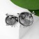 Brooch "Sheep pair", white color in black silver