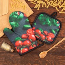 Cherry kitchen set of 17*17 cm, mittens-seging 26*16 cm, 100% p/e