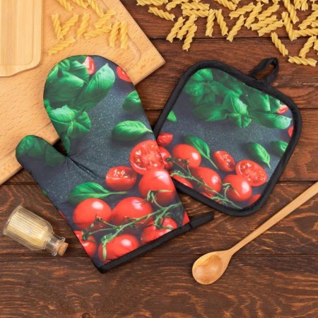 Cherry kitchen set of 17*17 cm, mittens-seging 26*16 cm, 100% p/e