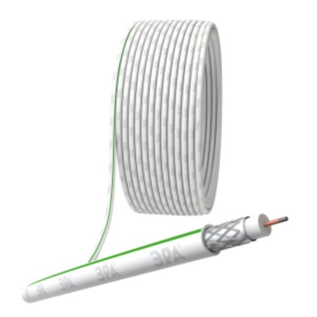 Coaxial cable SAT 703 b, 75 Ohms, CCS/(braid Al, 75%), PVC, white color, bay 10 m, Simple